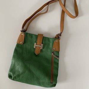 Made in ITALY green leather crossbody bag